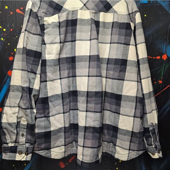 Carhartt Flannel Shirt Jacket Quilted Lined Plaid‎ Button Up Size L - Picture 5 of 5